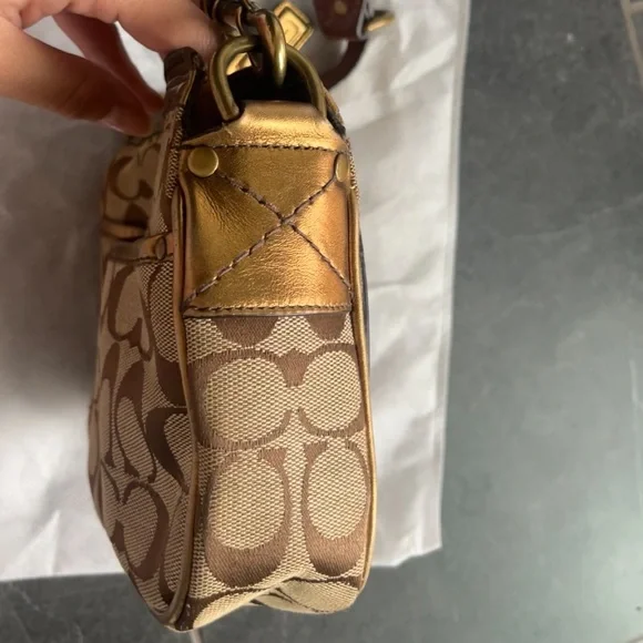 Coach Brown and Gold Shoulder Bag - Picture 7 of 11